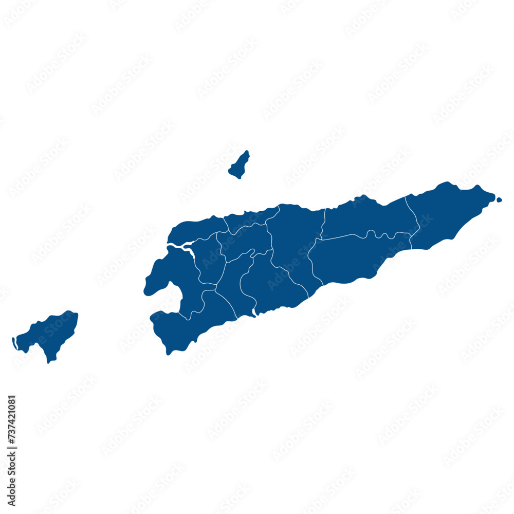 Fototapeta premium East Timor map. Map of Timor-Leste in administrative provinces in blue color