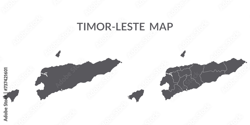 East Timor map. Map of Timor-Leste in grey set