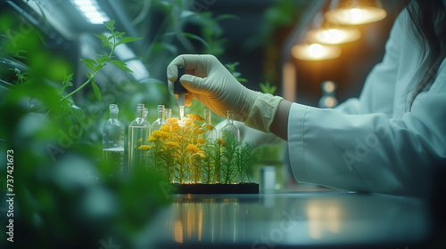 a scientist is working on plants in a laboratory