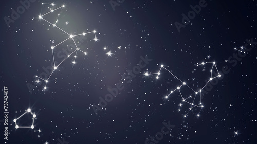 Starry Constellation: Minimalist Illustration of Stars in a Dark Sky, Forming a Celestial Constellation