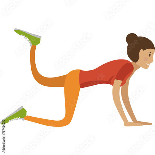 Fitness woman doing exercise for legs vector icon isolated on white