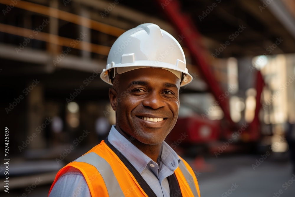Portrait of a middle aged male engineer at construction site Portrait of a middle aged male engineer at construction site