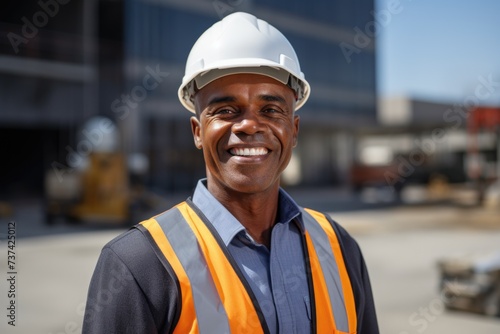 Portrait of a middle aged male engineer at construction site