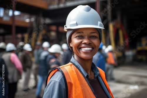 Portrait of a middle aged female engineer at construction site