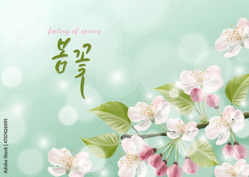 spring template vector illustration with beautiful flowers Korean translation 