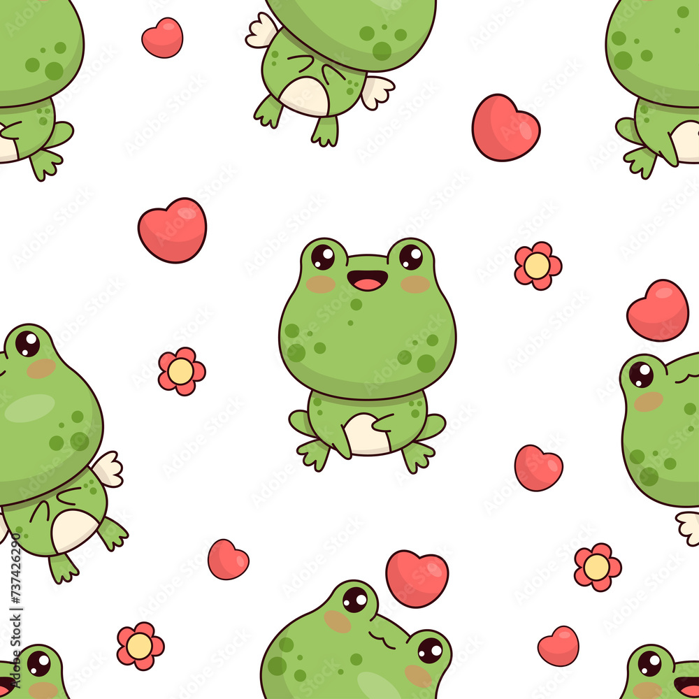 Obraz premium Seamless pattern with little frogs