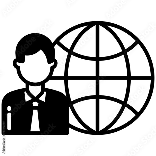 Globle glyph and line vector illustration