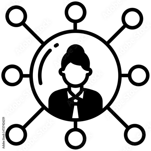Network Woman glyph and line vector illustration