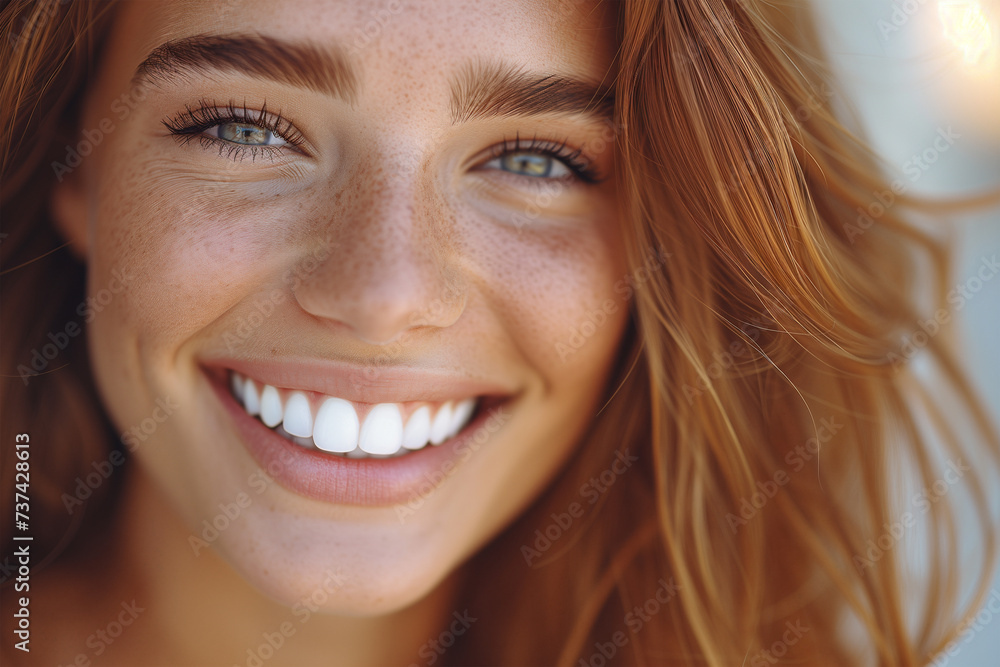 Radiant smile of a young woman with natural beauty Generative AI image Radiant smile of a young woman with natural beauty Generative AI image