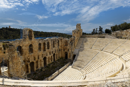 Ancient Odeon of Herodes Atticus theater on Acropolis hill in Athens, Greece