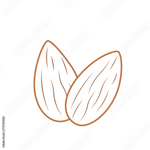Almond white icon. Nut isolated on white background.