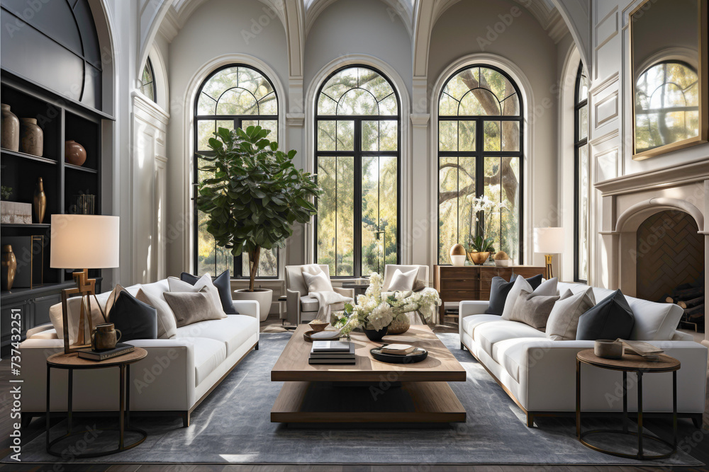 Step into the embrace of a stunning and bright living room, adorned with tasteful furnishings and bathed in natural light. Revel in the inviting ambiance of this elegant space.