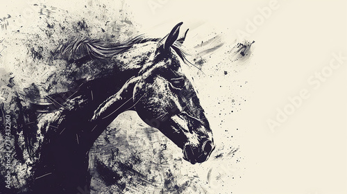 cavalo Elementos da moda com efeito de fotocópia retrô para design photo