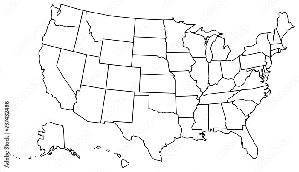 USA map vector file - obrazy, fototapety, plakaty 