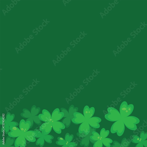 four-leaf clovers on green background, pattern of clovers, Saint Patrick