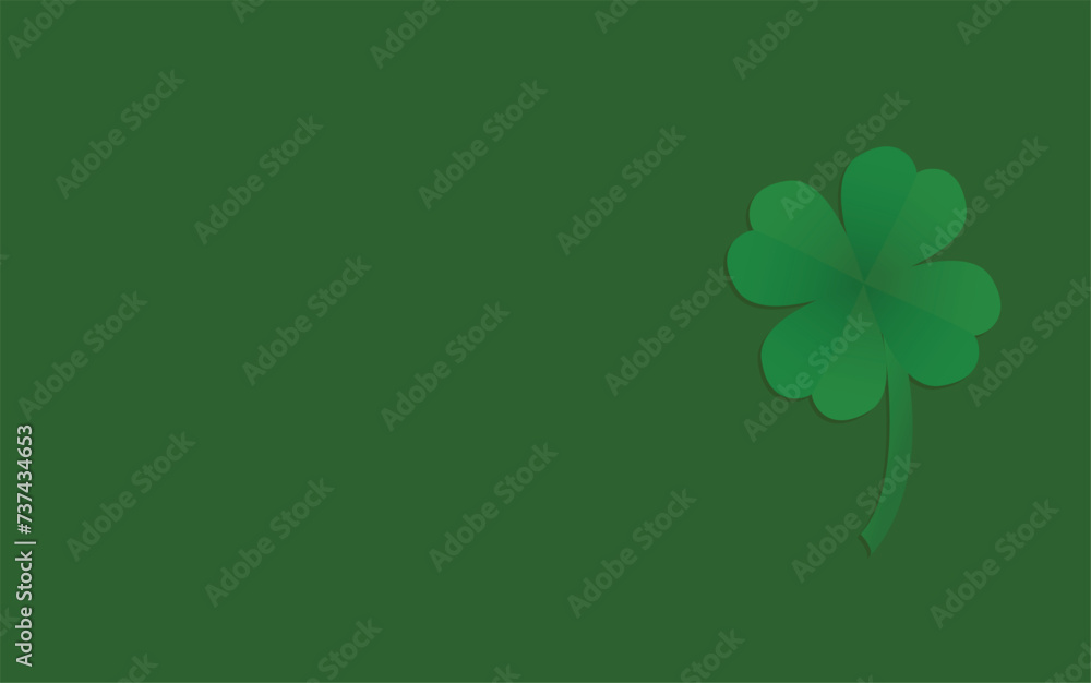 four leaf clover on green background, saint patrick