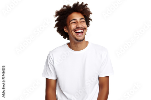 Studio portrait of Handsome African-American man with clean healthy skin and happy smile isolated on transparent png background. photo