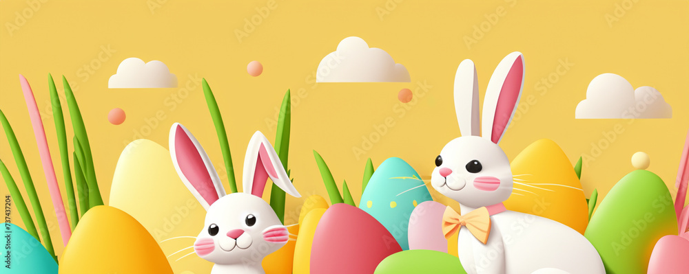 Easter rabbit, easter Bunny. Vector illustration.Happy Easter and Holidays