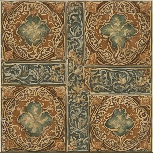 thai art pattern _A Fado tile background with a detailed and elegant texture and a variety of colors 