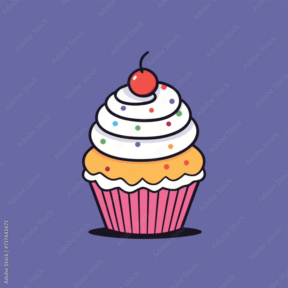 Cute cupcake illustration vector design sweet dessert Cute cupcake illustration vector design sweet dessert