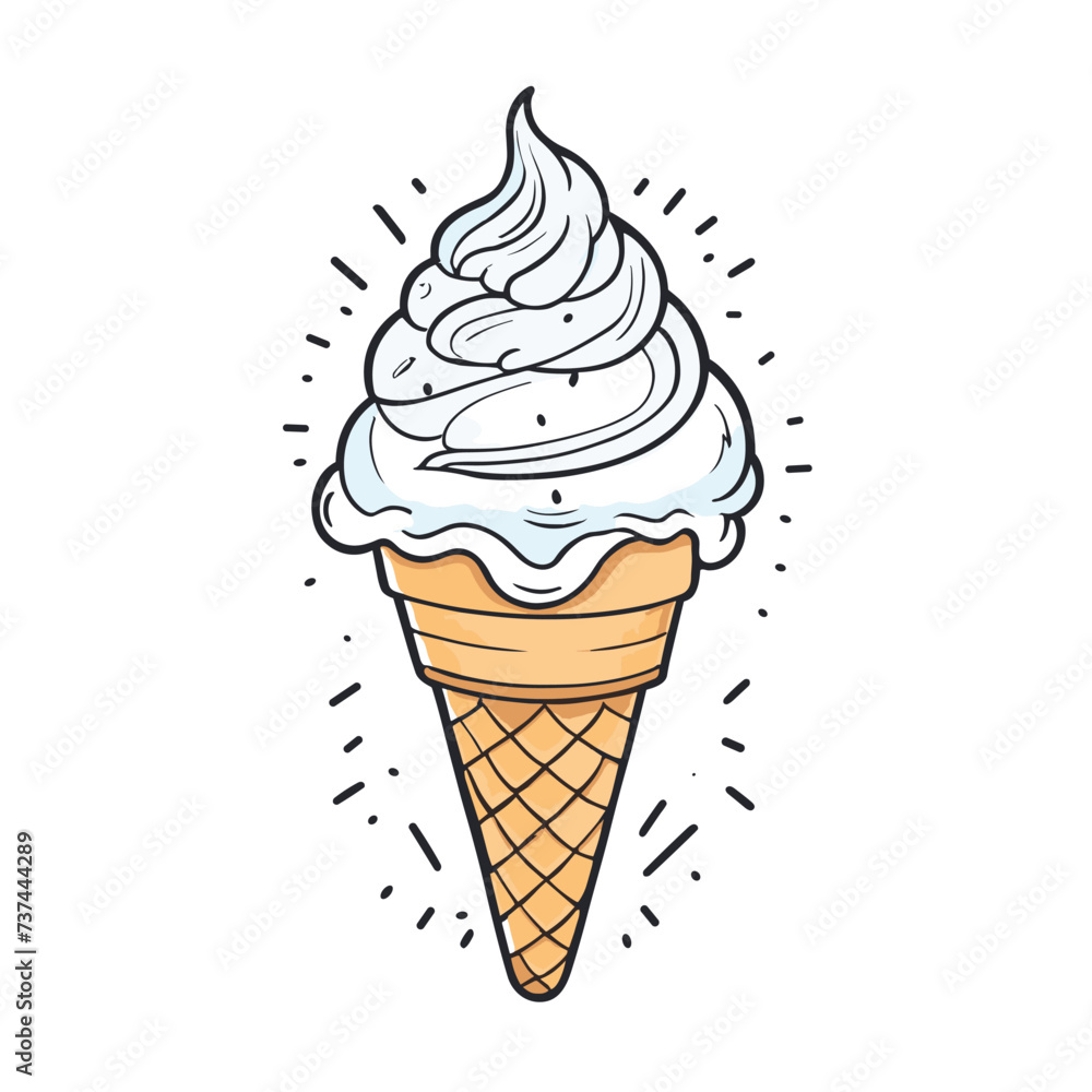 Delicious soft serve ice cream cartoon illustration flat vector design