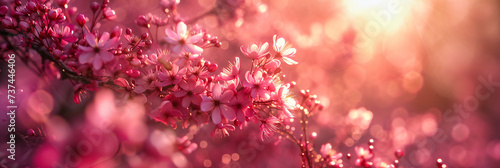 Cherry Blossoms Against a Spring Sky, Offering a Breath of Fresh Air and the Delicate Beauty of Pink Petals in Bloom