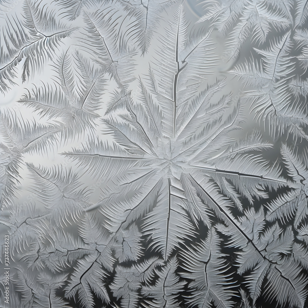 Winter's Touch: Captivating Labyrinth of Frost Patterns on a Glass Surface