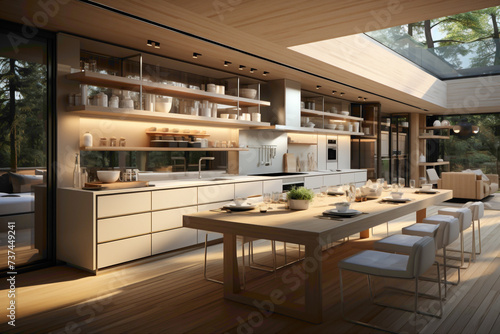 A simple kitchen design with a focus on essential elements  clean lines  and efficient use of space for a practical cooking experience.