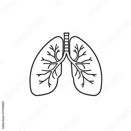 Human lungs anatomy icon illustration flat vector design