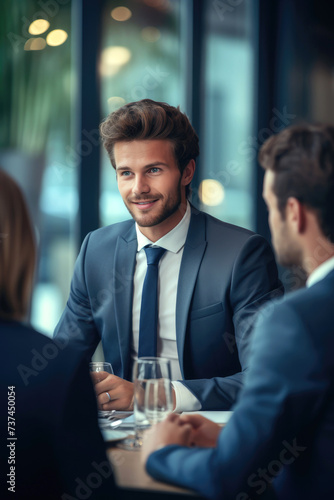 A manager man at a meeting ...
