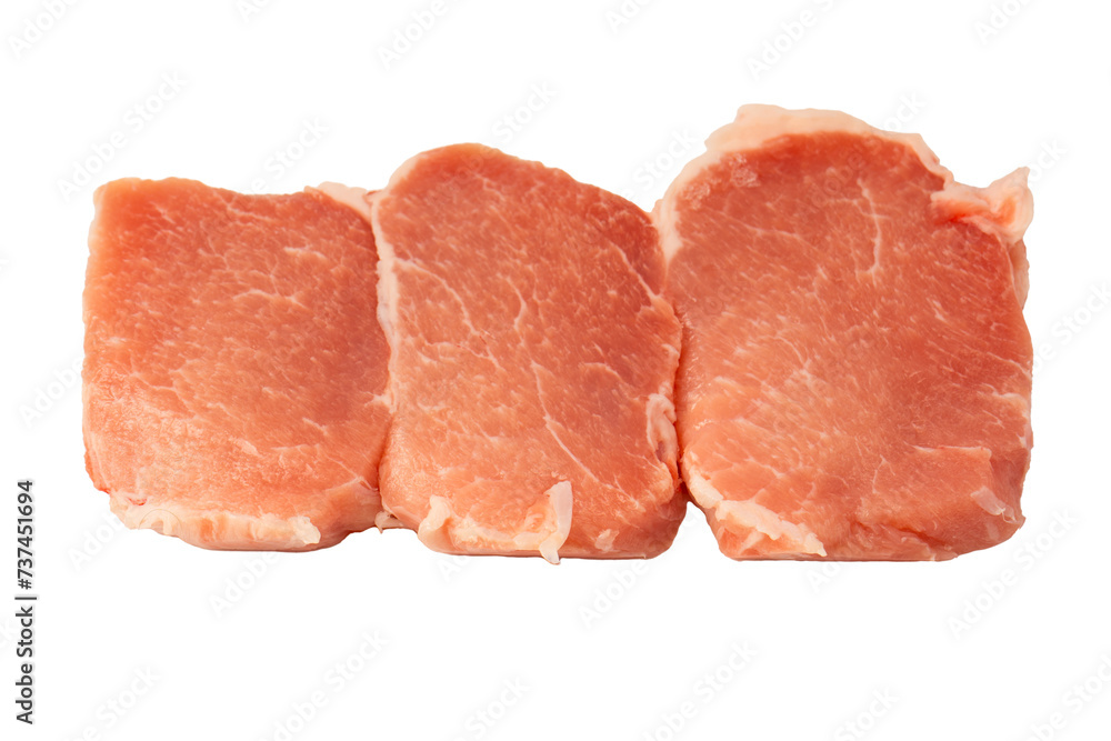 Raw pork pieces isolated on a white background. Raw pork pieces isolated on a white background.
