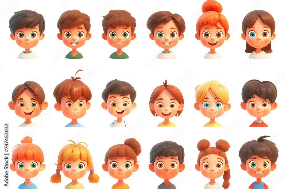 set of children faces set of children faces