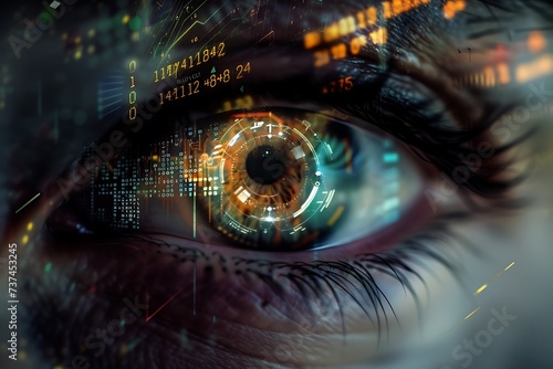 Futuristic Eye with Digital Interface and Data Overlay
