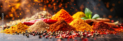 Assorted Spices for Cooking, Vibrant Flavors and Ingredients, Culinary Essentials for Diverse Dishes photo