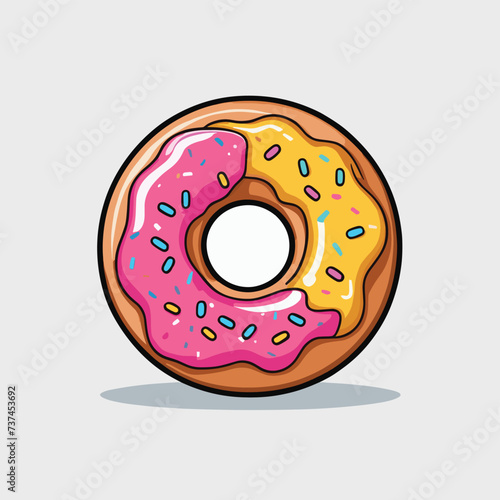 Split frosting doughnut illustration flat cartoon drawing vector design