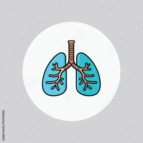 Human lungs anatomy icon illustration flat vector design