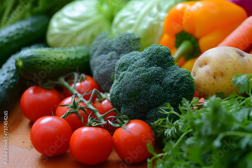 fresh vegetables on the market. different kinds of veggies. carrot  cabbage  salad  potato  cucumber  broccoli. fitness. market stall.