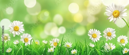 An array of daisies basks in the warm sunlight  their white petals and yellow centers a symbol of spring s joyful embrace