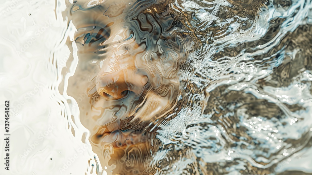 Double Exposure Water Ripple with Woman’s Face Background