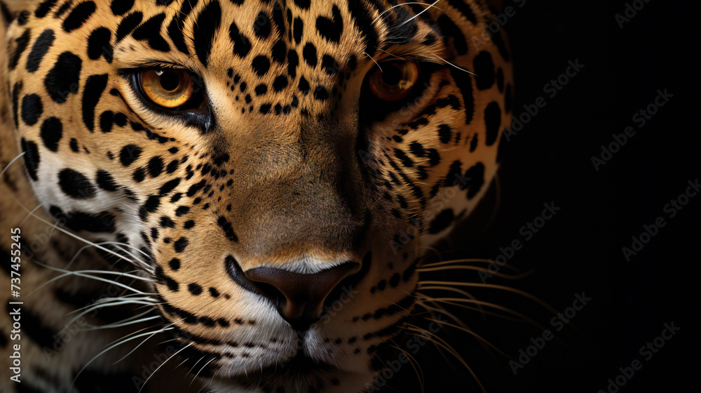 Obraz premium Super Macro Close-up of jaguar. Full HD Background. Generative AI,