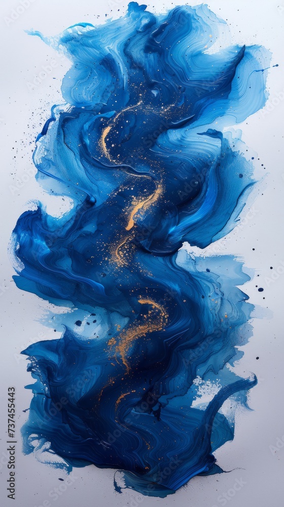 Blue Abstract Watercolor Painting with Texture Generative AI