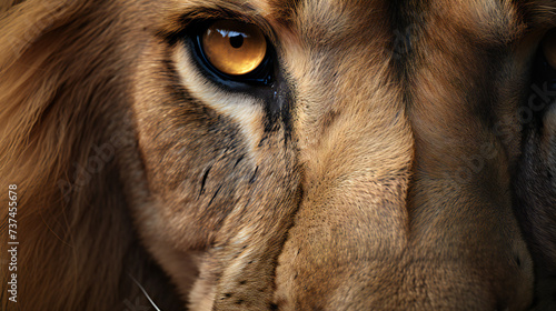 Super Macro Close-up of lion. Full HD Background. Generative AI, photo