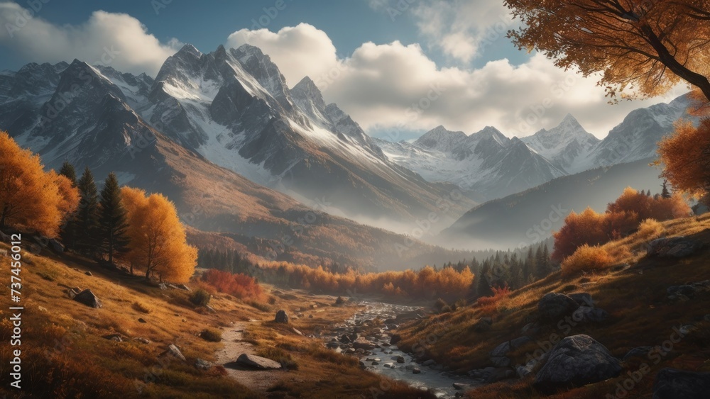 Obraz premium mountain autumn landscape. generative, ai.