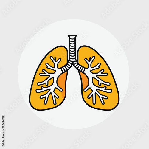 Human lungs anatomy icon illustration flat vector design