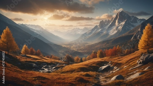 mountain autumn landscape. generative, ai.