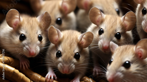 Super Macro Close-up of mice. Full HD Background. Generative AI, © s1llu