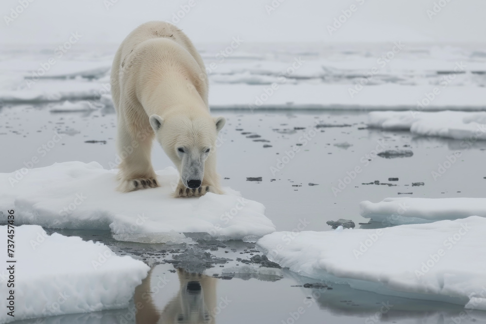 Polar Bear on Melting Ice Floe Polar Bear on Melting Ice Floe