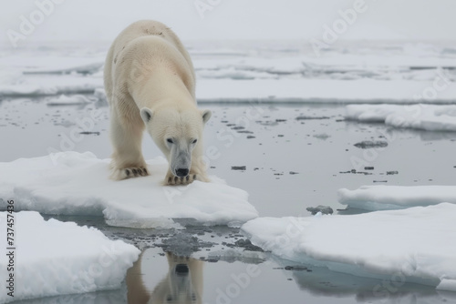 Polar Bear on Melting Ice Floe
