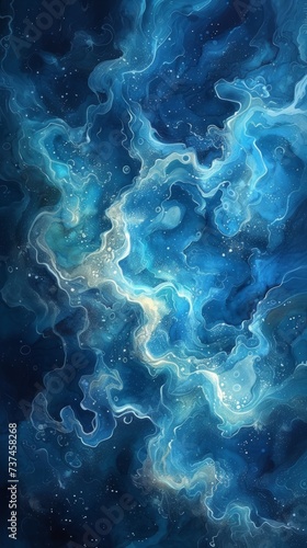 Teal, Blue, and Green Watercolor Abstract Generative AI © Alex