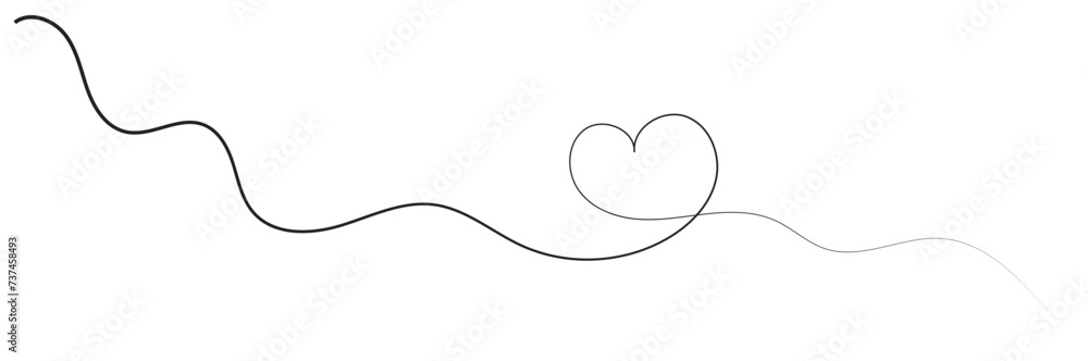 Hand drawn heart line art banner background transparent isolated